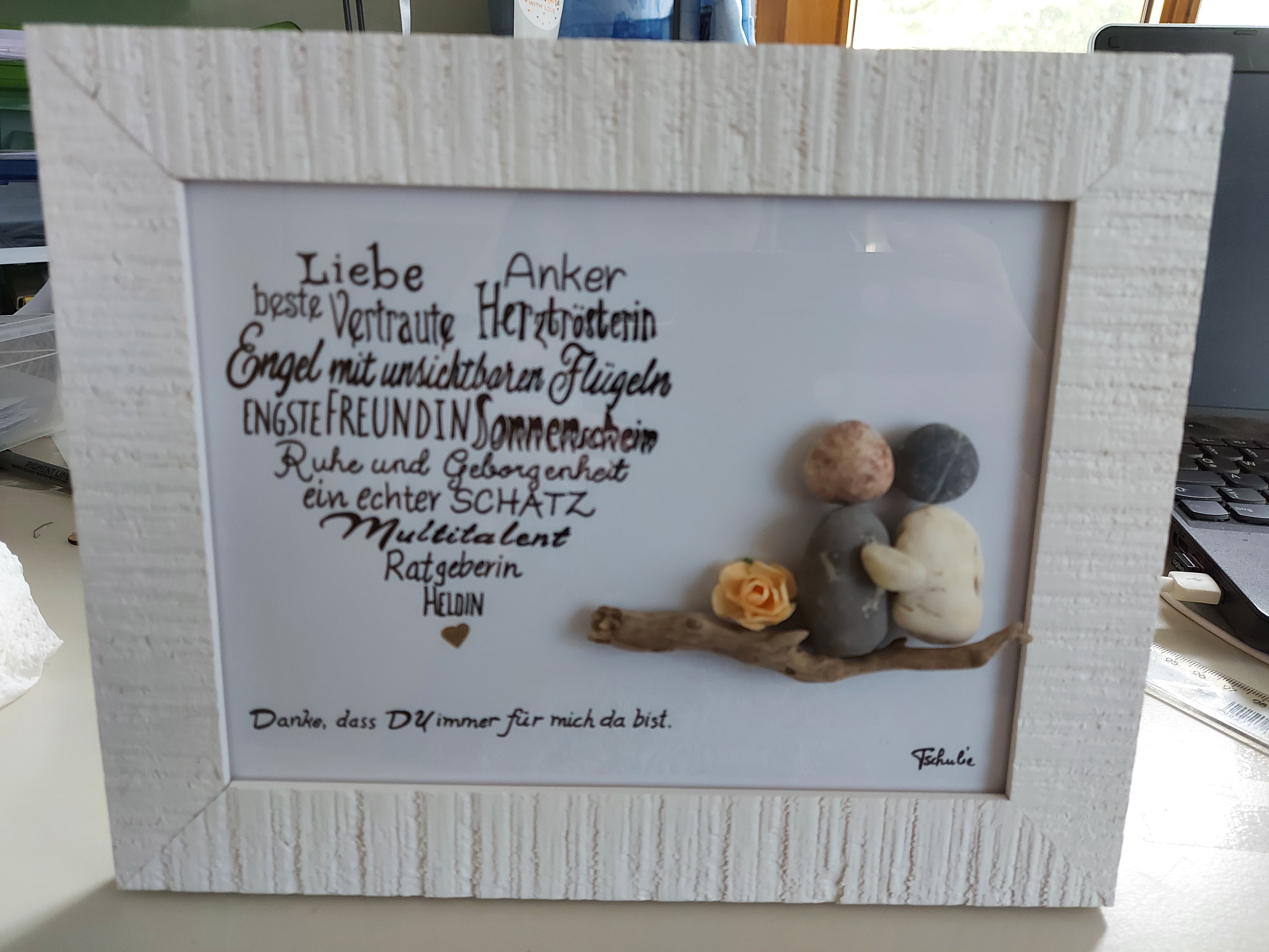 Steinbild "Herz" 4 Steinbilder Freundschaft Shop Handmade with