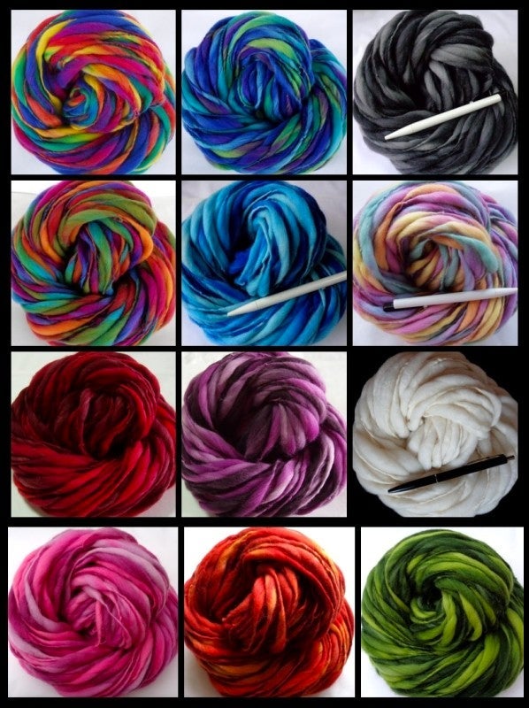 Thick and Thin Merino Handspun Wool high quality Yarn Slub tts(tm) Hand dyed Half-Pounder xLR 1504b