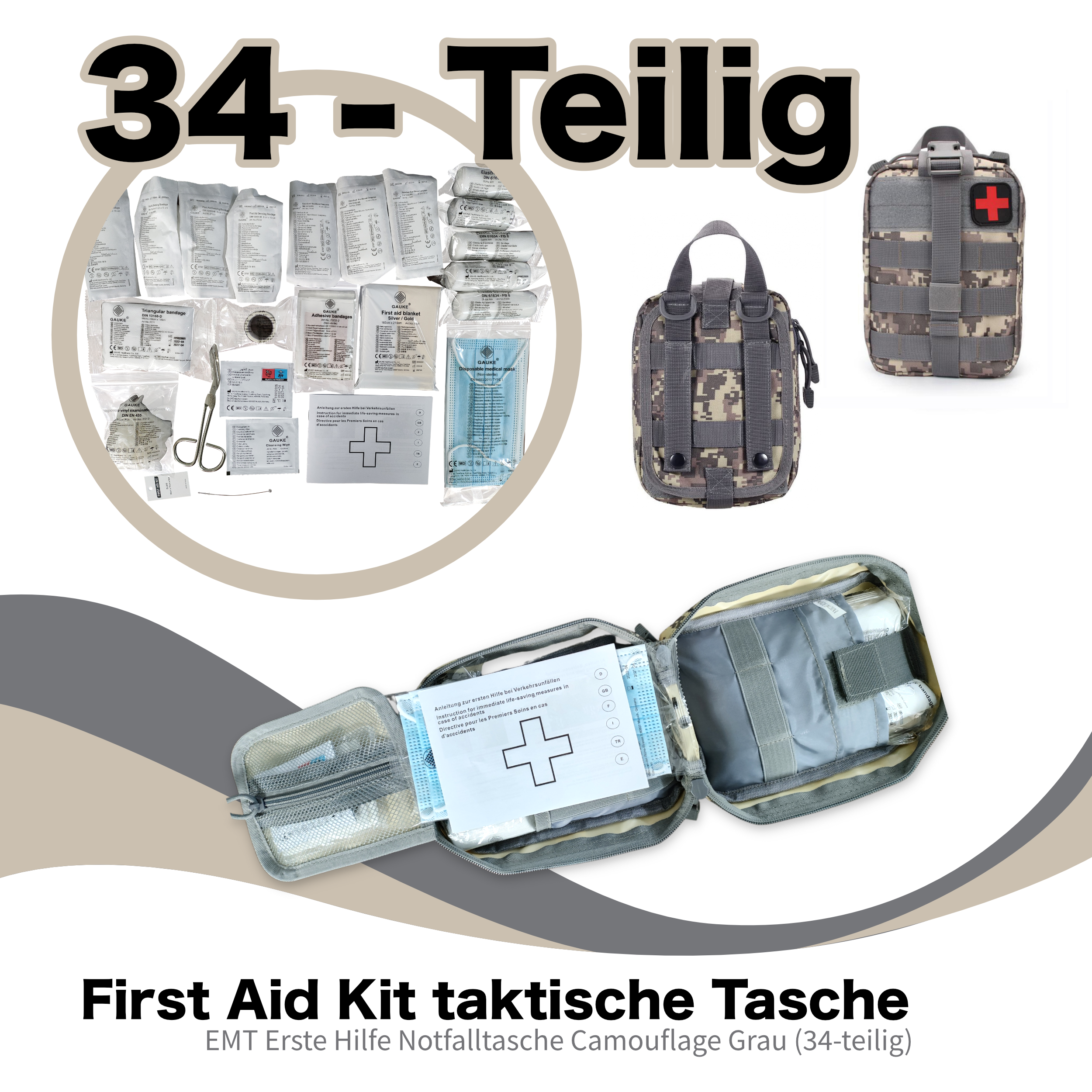 First Aid Kit Taktische Tasche, EMT Erste Hilfe Notfalltasche (34 ...