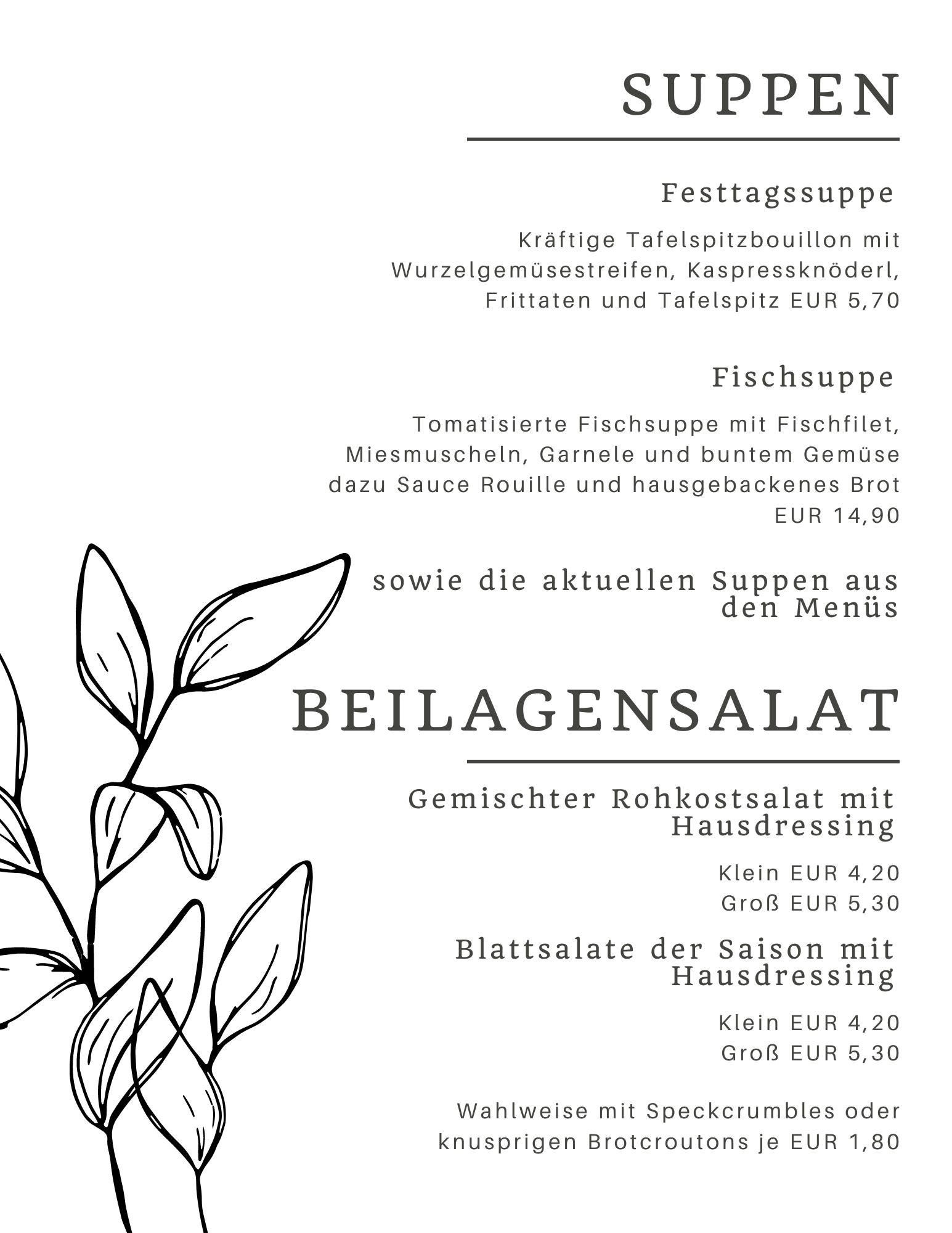 Speisekarte Am Teich