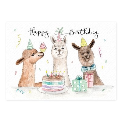 Postkarte zum Geburtstag Happy Birthday Alpaka Shop