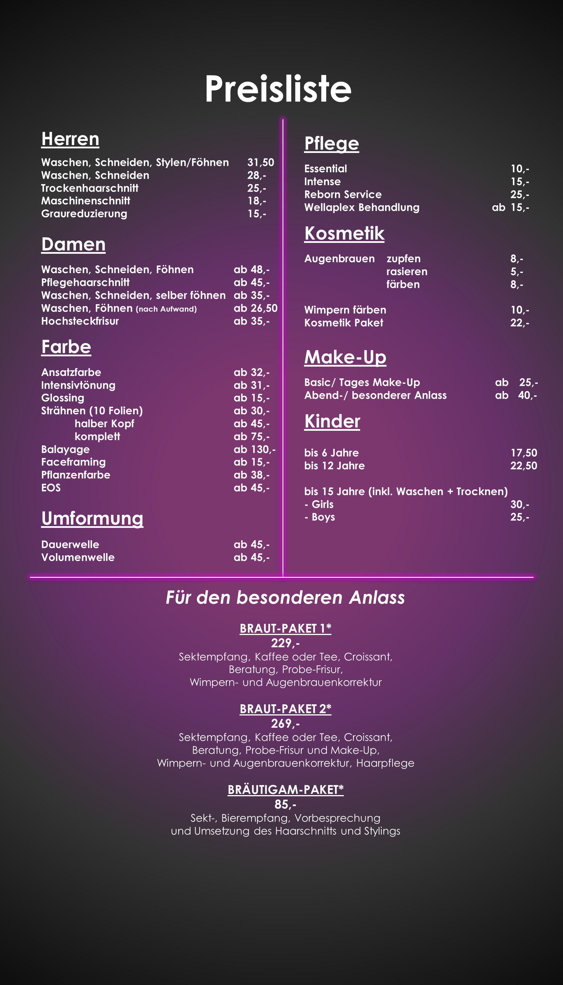 Preise HairDesigner by Lisa Ihr neuer Friseur in Erlangen!
