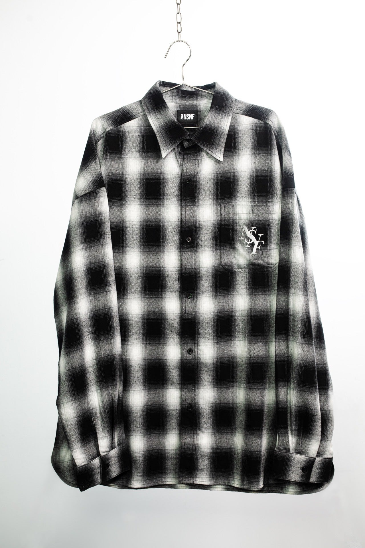 NSNF Embroidered check wool big shirt | gulatilaw.com