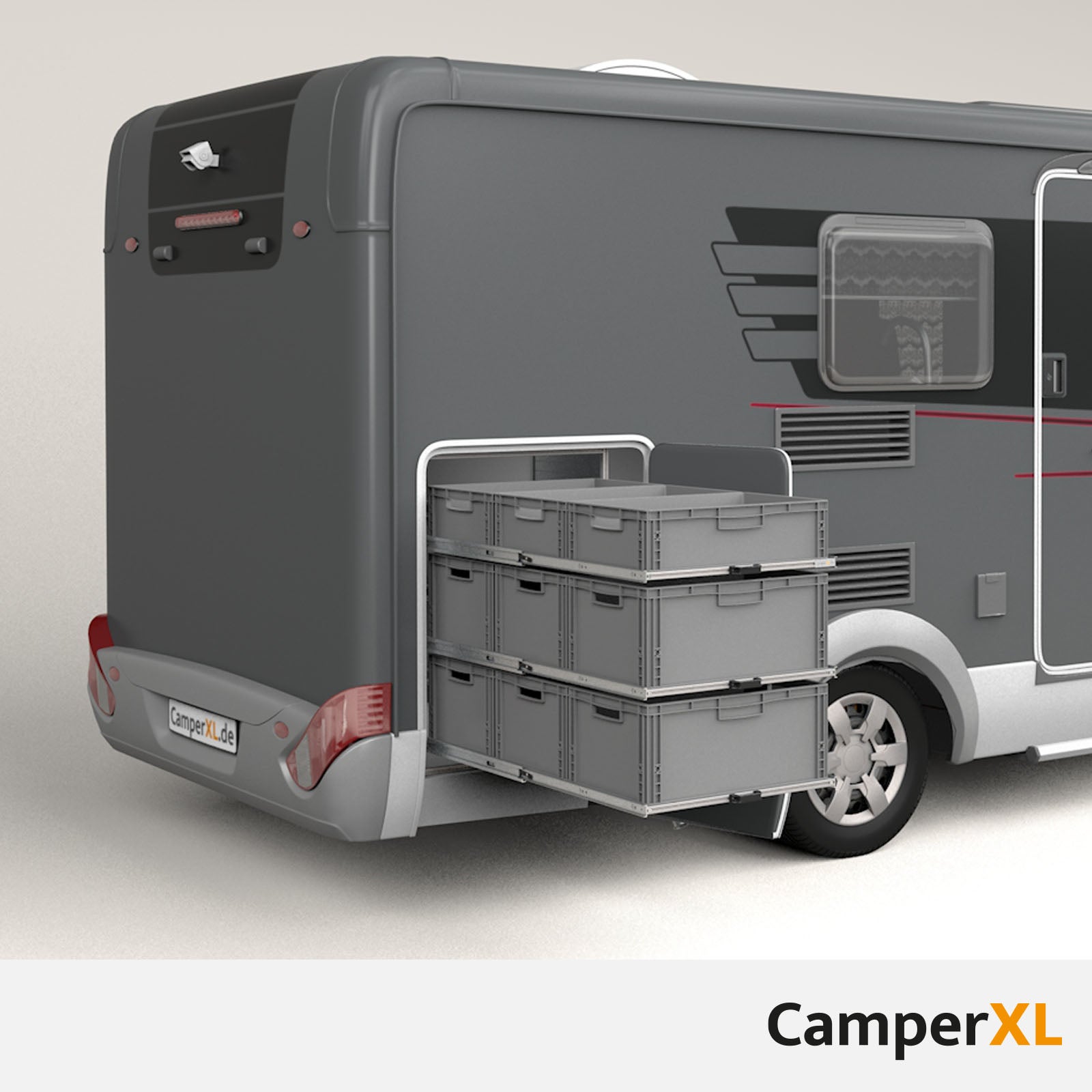 Wohnmobil Mit Großer Heckgarage Für Motorrad Auszugsregal 600 x 1200 - Auszugsregale Heckgarage - Shop | camperxl