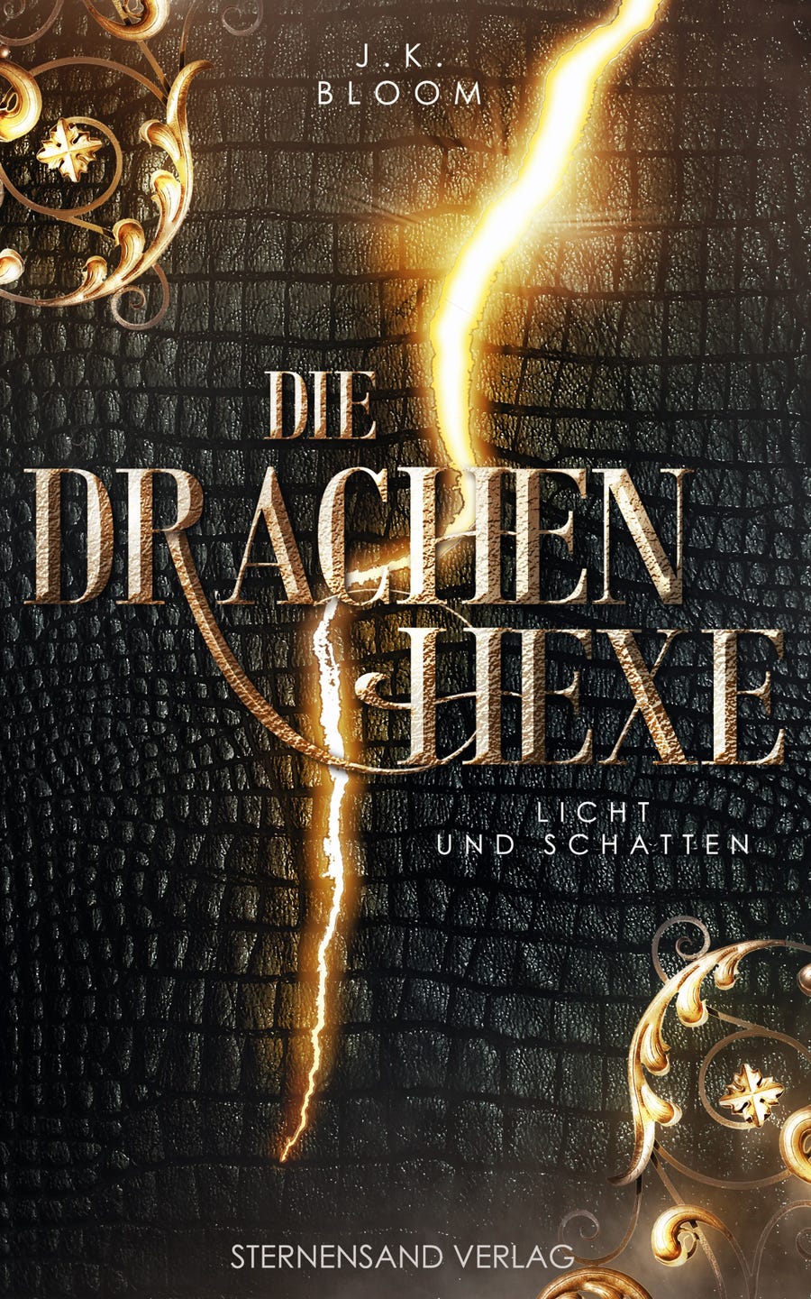 Bücherblog. Neuerscheinungen. Buchcover. Die Drachenhexe - Licht und Schatten (Band 1) von J. K. Bloom. Dark Fantasy. Sternensand Verlag.