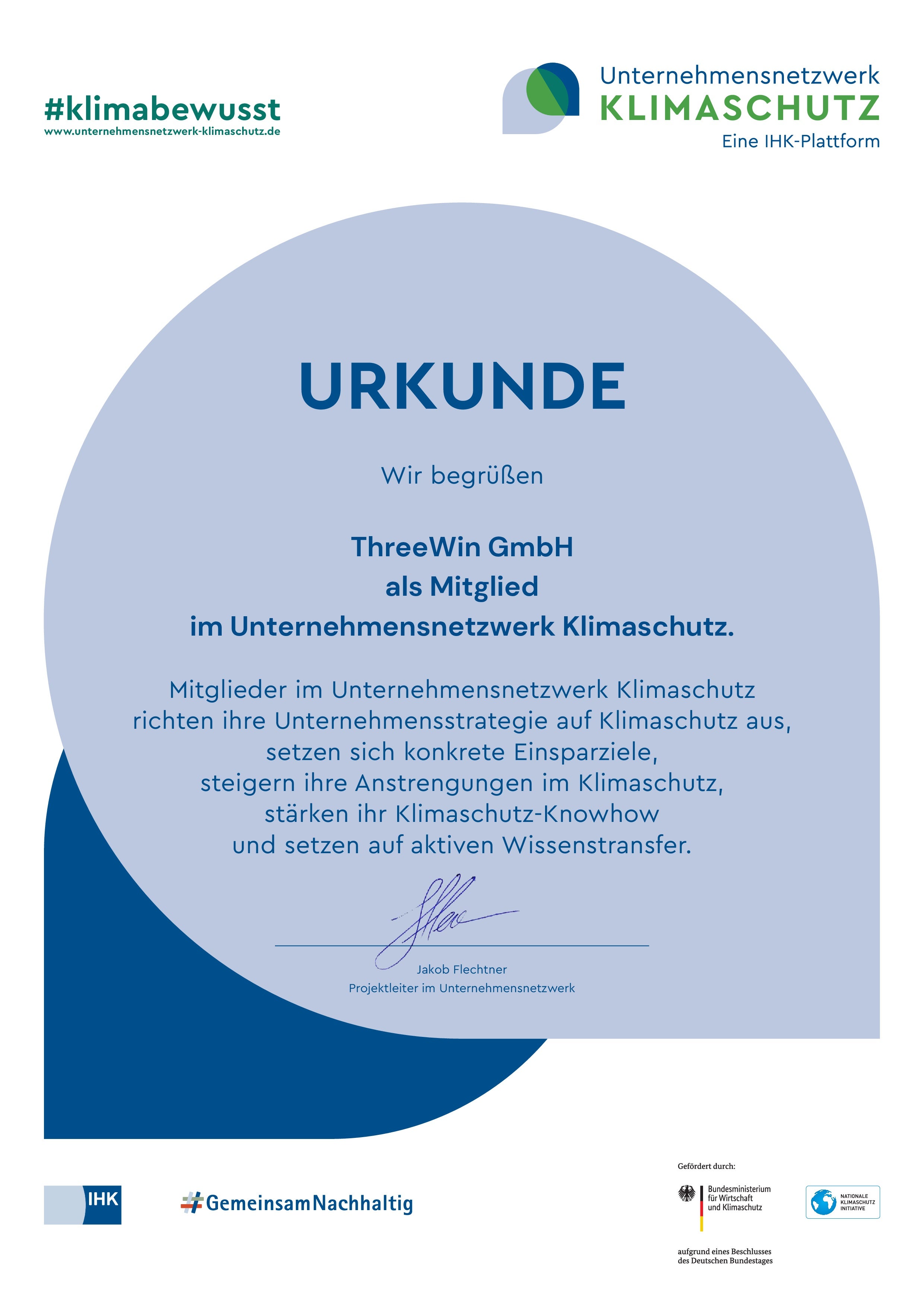 Unternehmensnetzwerk Klimaschutz - News | Threewin