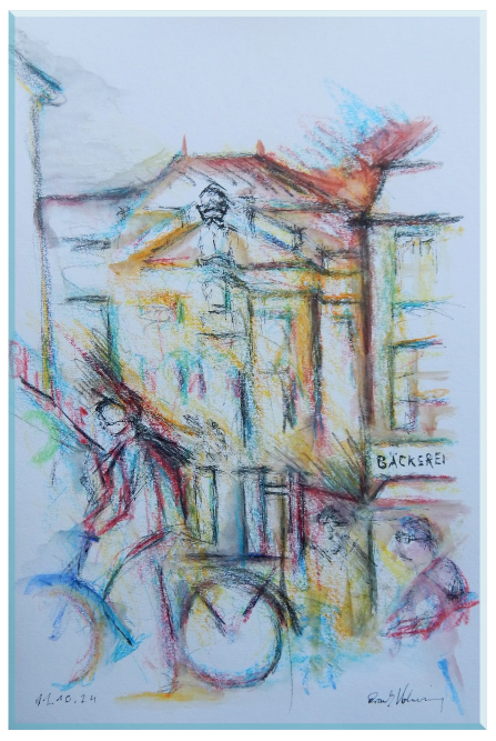 Historische Gebäude Münsterland Aquarell