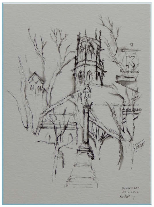 Stadtansicht Münsterland Aquarell