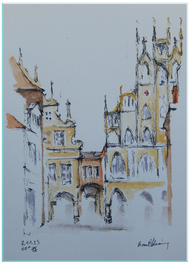 Erbdrostenhof Münster Aquarellgemälde