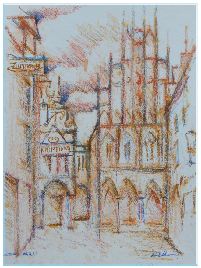 Historisches Rathaus Münster Aquarell