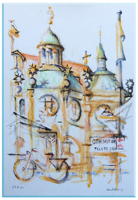 Aquarell Kunstwerk von Frank Volmering für Weihnachtsmarkt