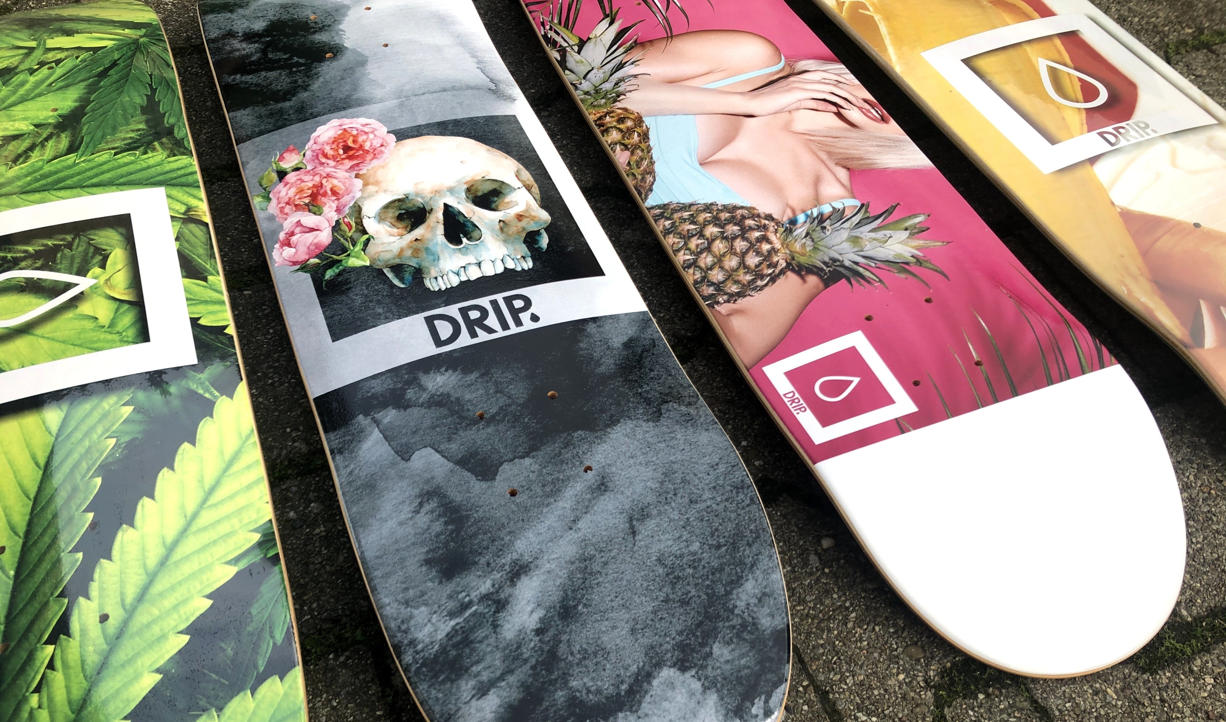 Grip 7.75; 8.0; 8.125; 8.25; 8.50" DRIP Skateboards ROSE SKULL Skateboard Deck 